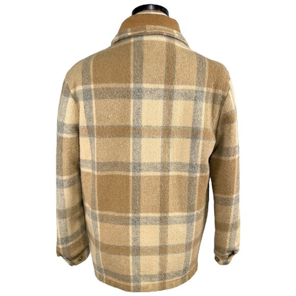 Woolrich Mens Medium Plaid Wool Blend Jacket Talon Zipper Sherpa Lining 70's - Picture 3 of 14